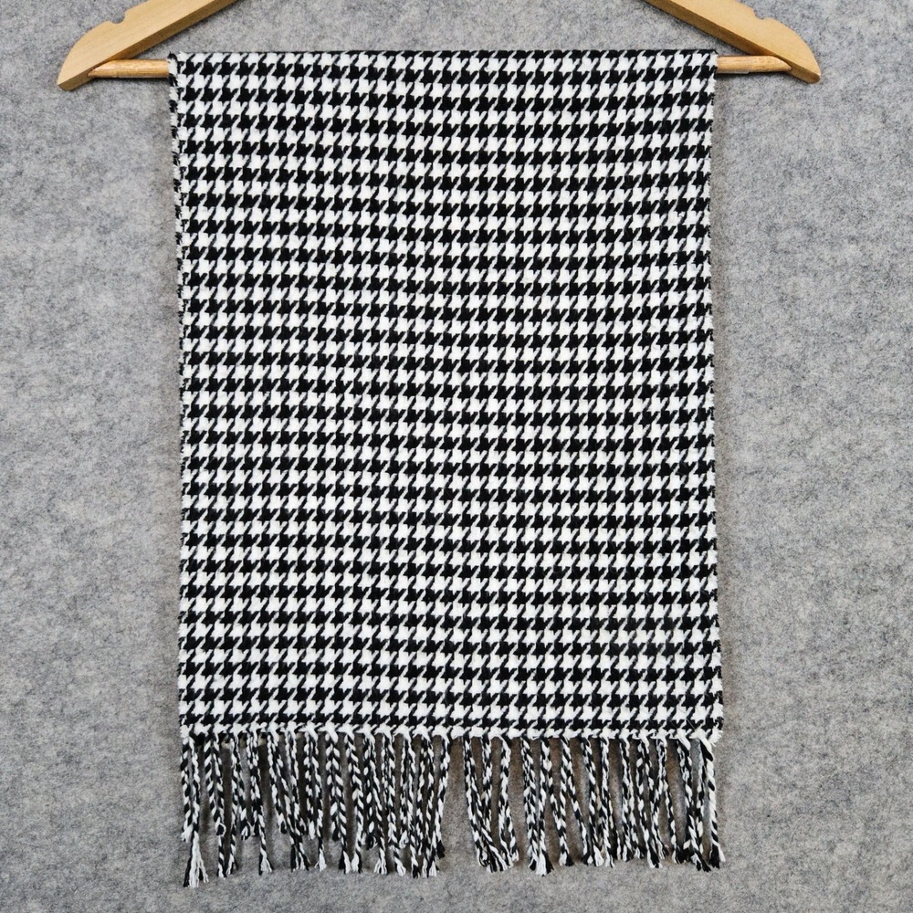 Unbranded Black & White Houndstooth Scarf/Wrap Fringed‎ 64x12.5 Soft Cozy Winter